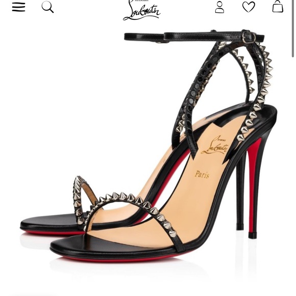 Christian Louboutin Black and Red Studded Heels - Picture 1 of 4